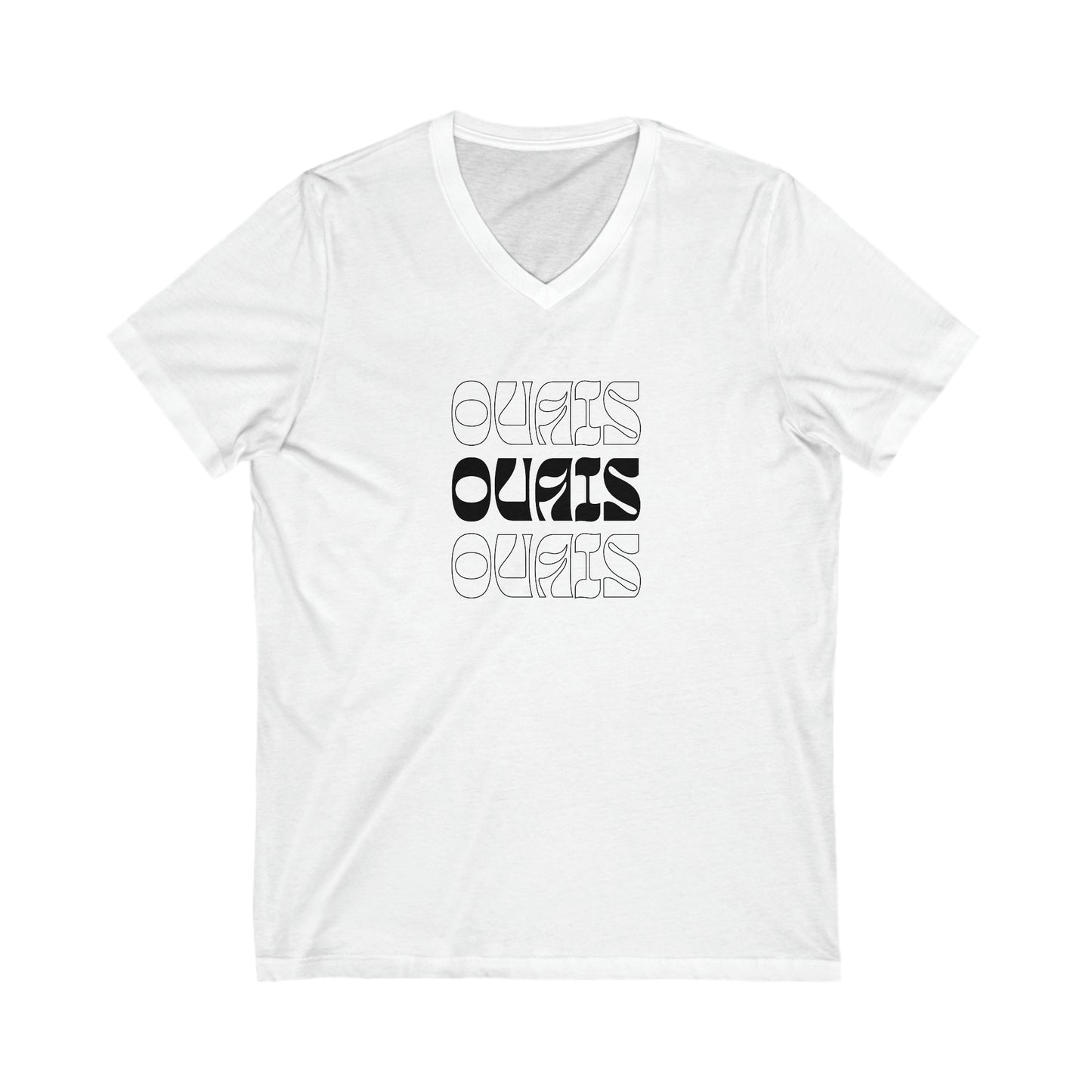 OUAIS OUAIS OUAIS Unisex Jersey Short Sleeve V-Neck Tee